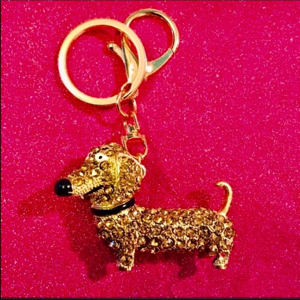 NEW Rhinestone Dachshund Key Chain / Purse Fob - Picture 6 of 7